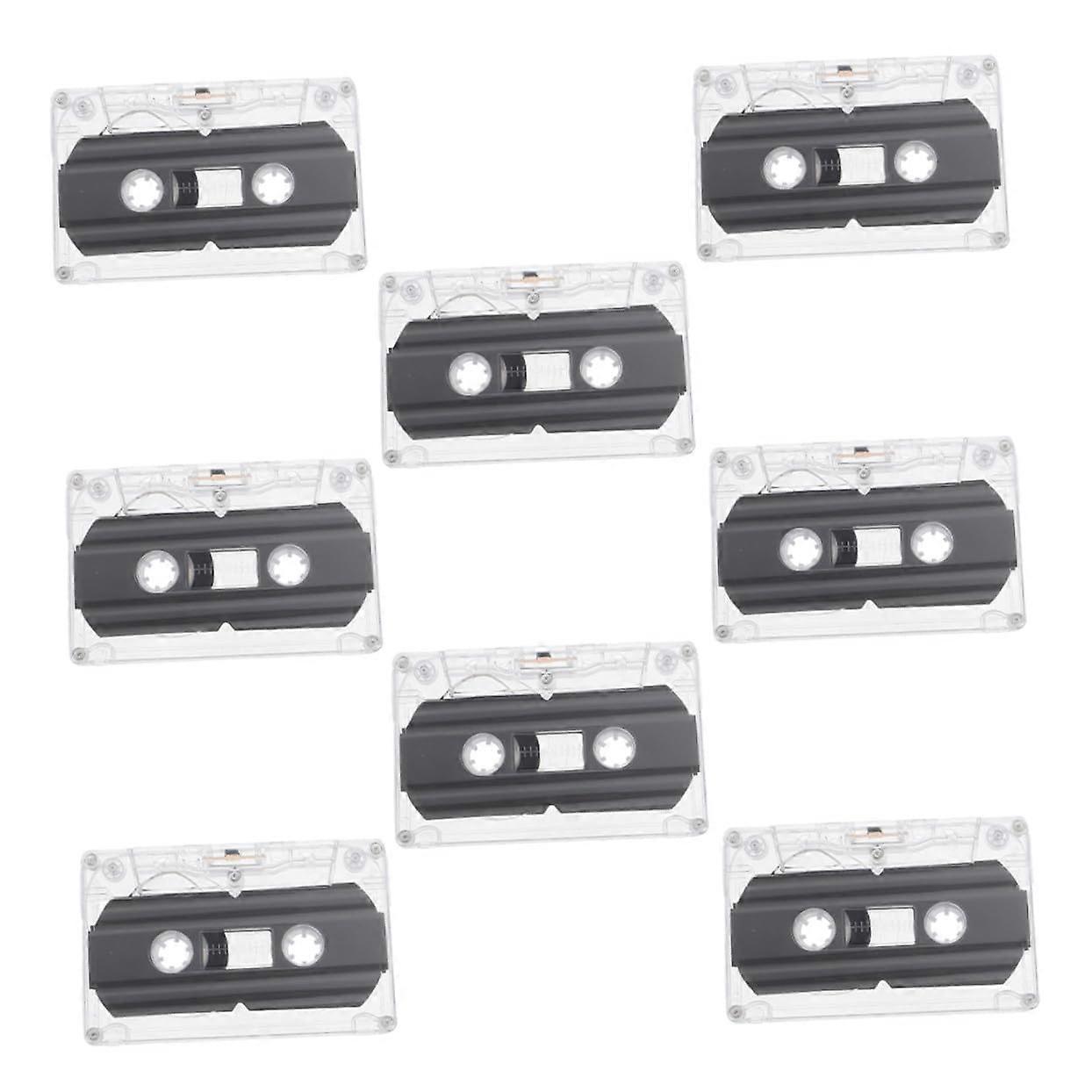 Clear Blank Cassette Tapes Recordable Audio 8Pcs DIY Retro Party Messages Teaching Voice Recording Transparent Case