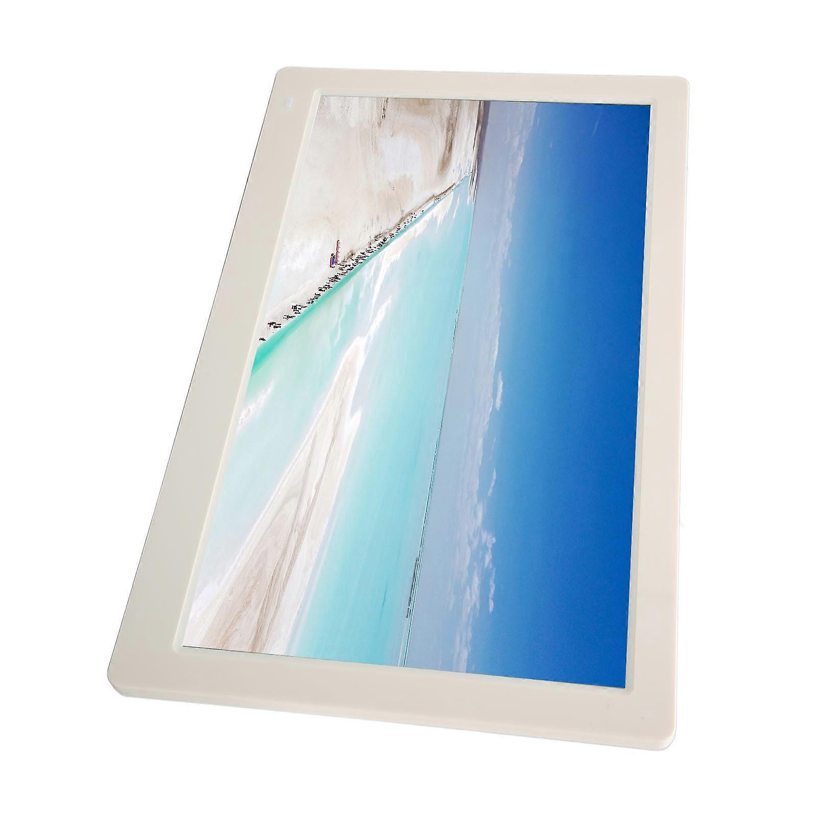 Digital Photo Frame 15.6 Inch 1920x1080 Remote Control USB Storage Card MMC Electronic Picture Frame for Home 100‑240V White EU Plug 