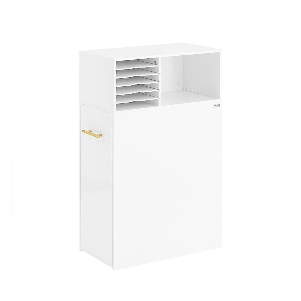 Smalle printerstandaard A4 archiefkast met open compartiment en verwijderbare planken, dressoirkast, SoBuy ASK12-W
