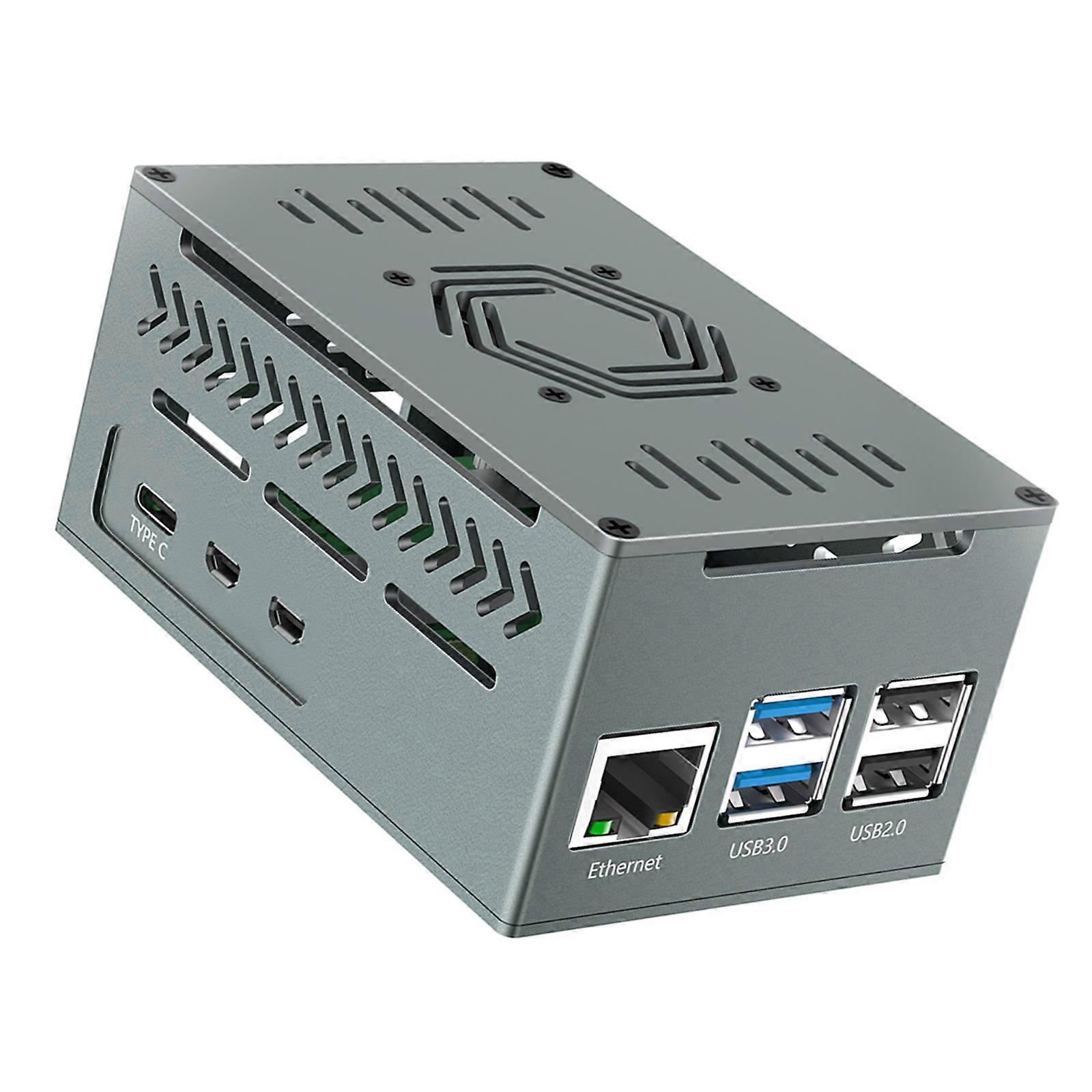 Aluminum Enclosure Box For RPI 5 Board Case With Quiet Efficient Fan and Heatsinks Enhances Performances Multicolor