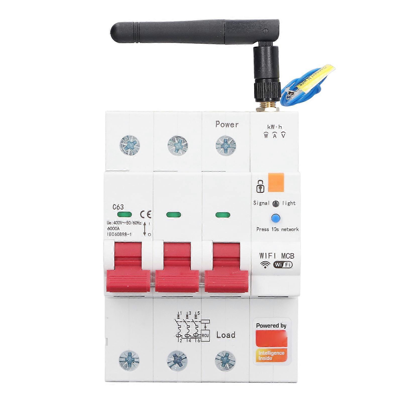 WIFI Metering Circuit Breaker 3P 63A Remote Control Timed Switching Smart Leakage Switch AC400V