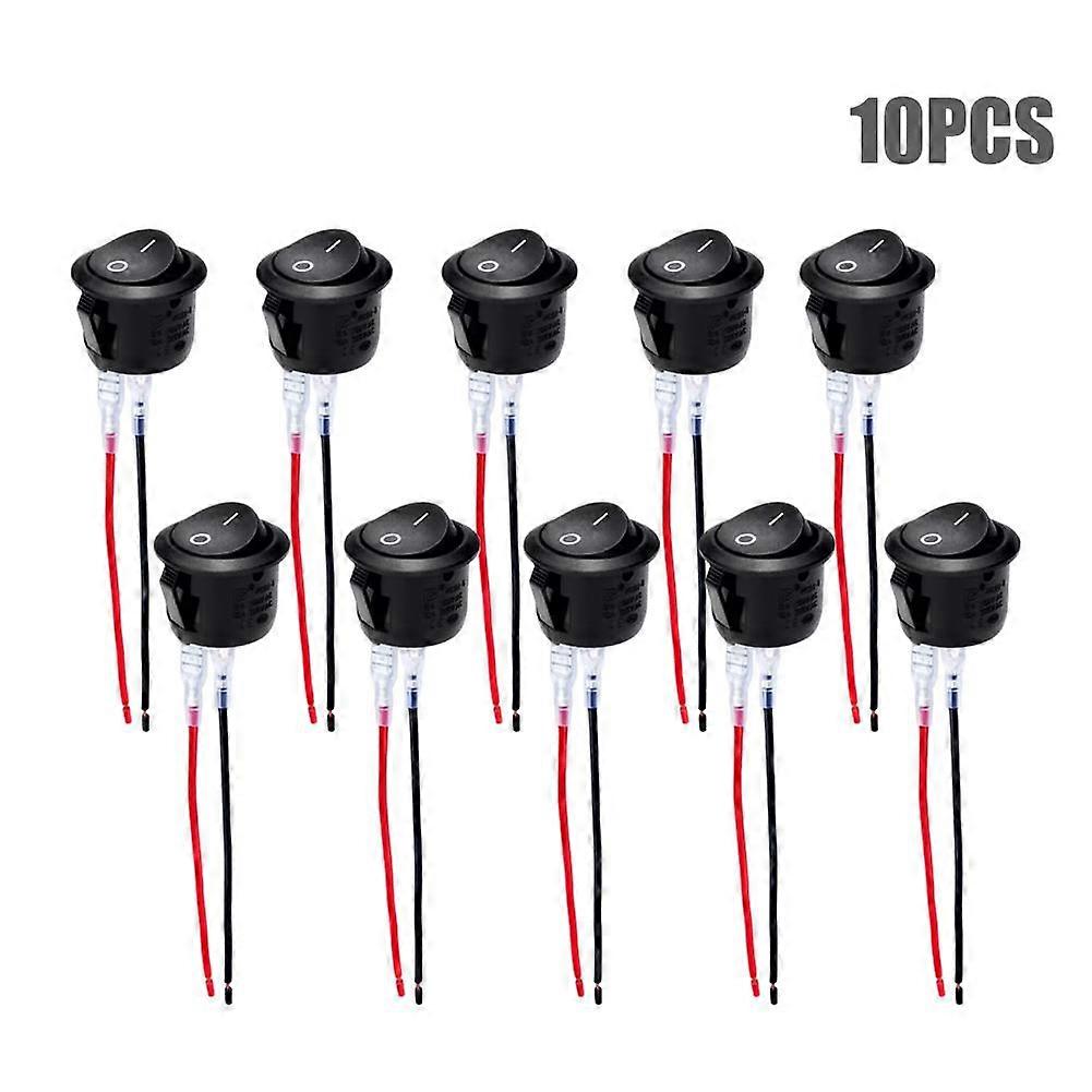 5-Pack Nylon Round Rocker Switch SPST ON-OFF 12V 20A with Wires for Car RV Appliances