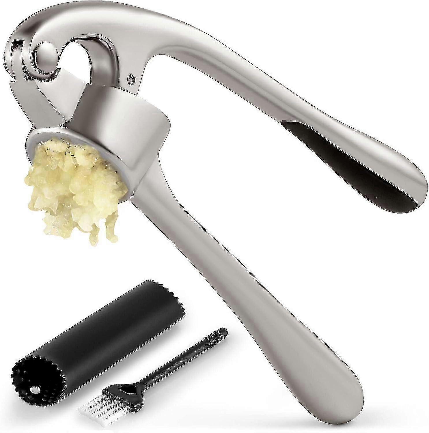 Garlic Press with Soft Handle - Complete Set for Effortless Crushing