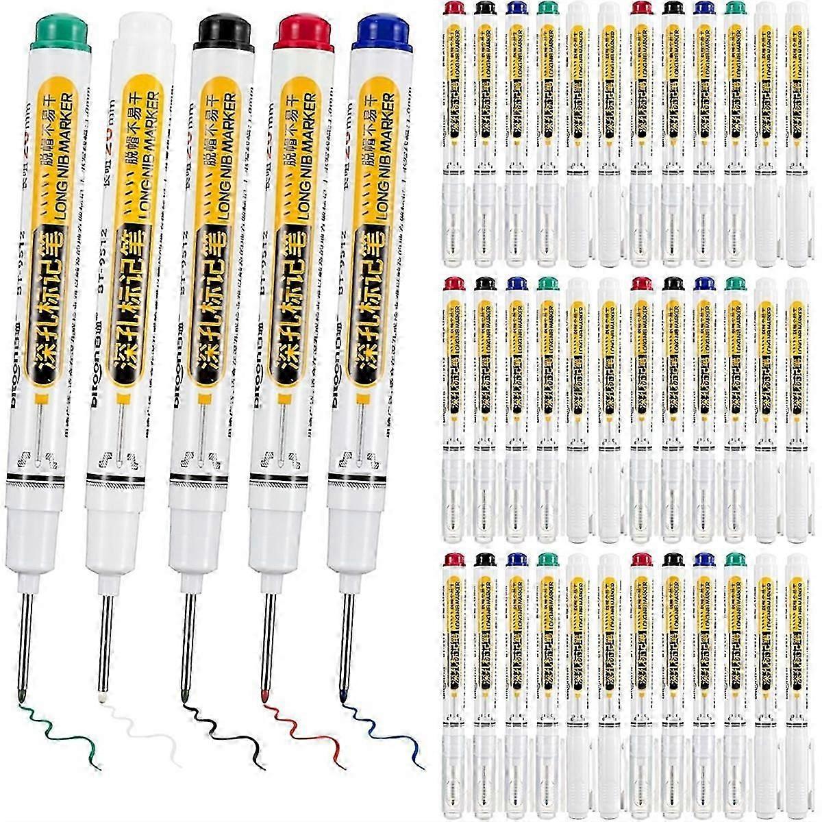 unique 75Pcs Deep Hole Marker Pens, 20mm Long Head Drill Deep Nib Markers