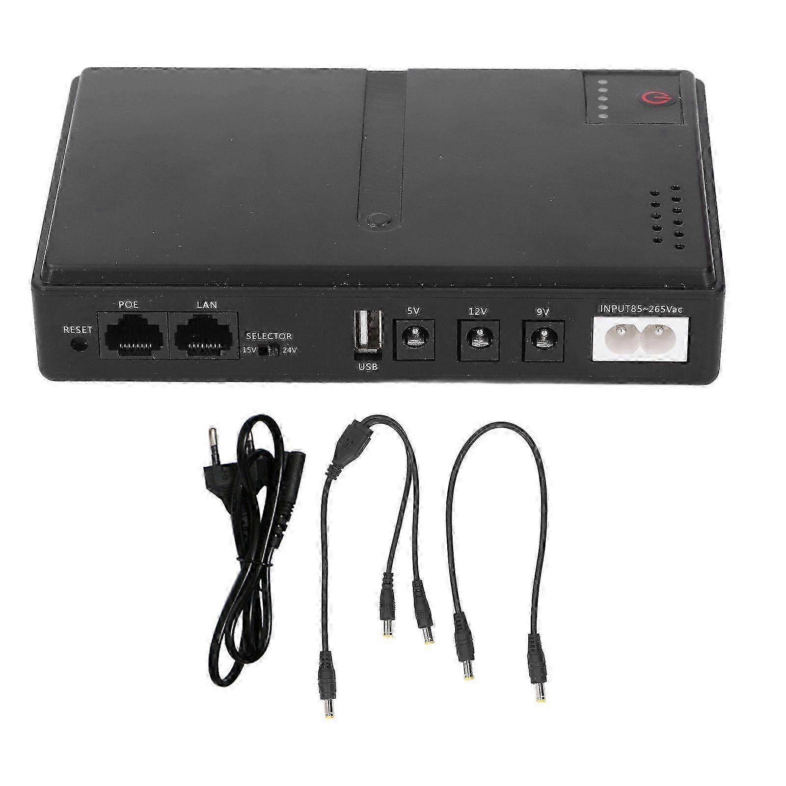 Mini Uninterruptible Power Supply Compact UPS Battery Backup for Home Router Camera 36W 5V 9V 12V 2A DC Output EU Plug