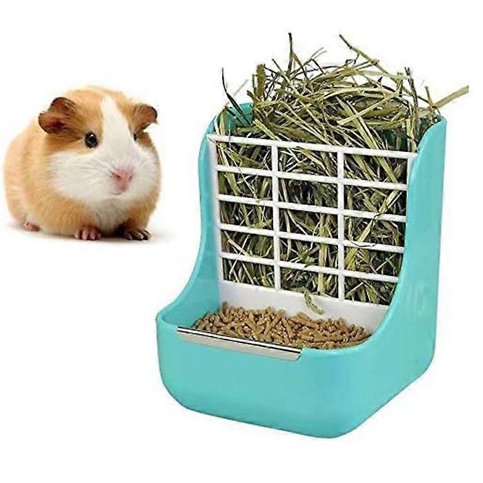 Rabbit Food Dispenser, Hay Dispenser, Feeder for Rabbits, Guinea Pigs and Guinea Pigs (Blue)
