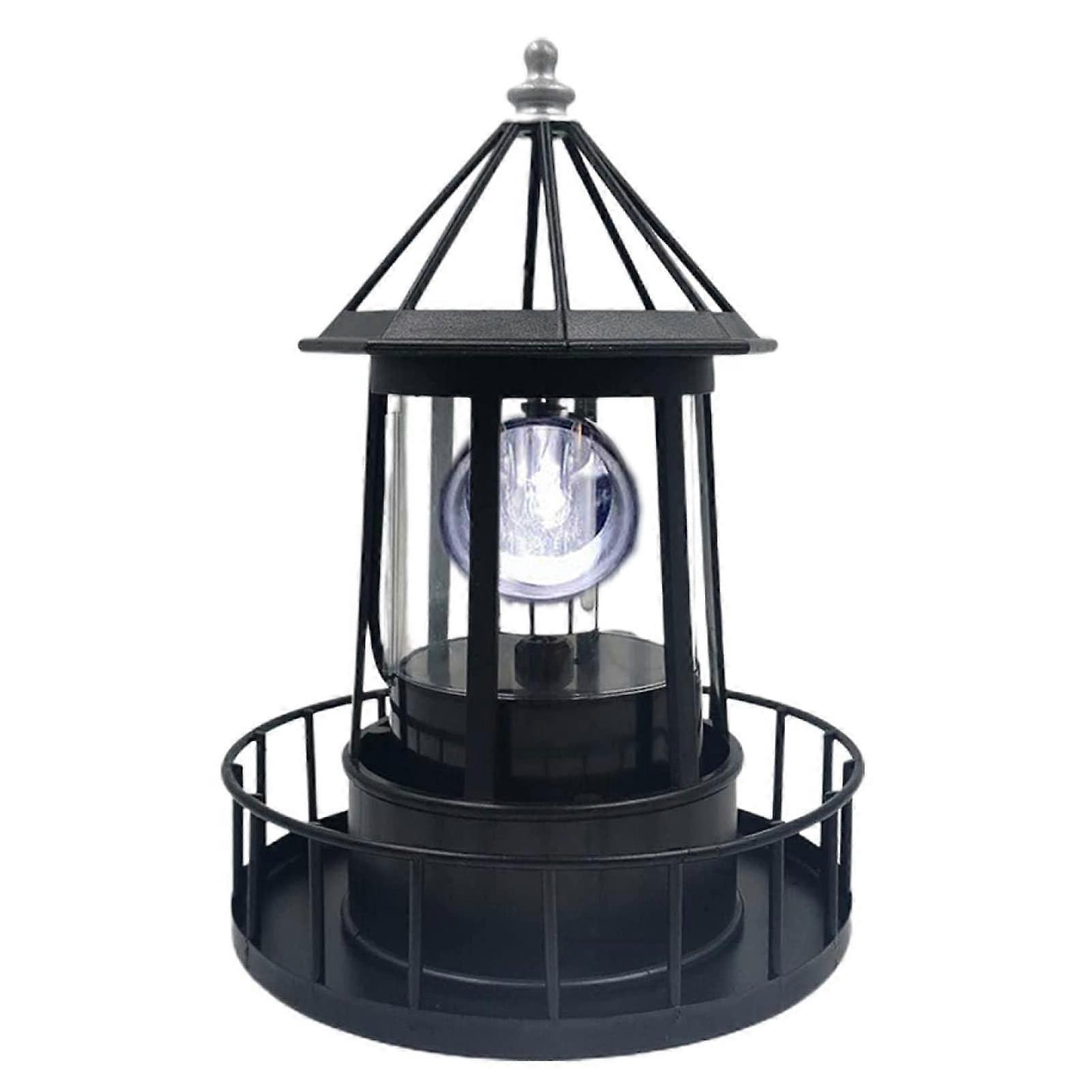 LED Solar Powered Lighthouse 360Degree Rotating Lamp Waterproof Garden Statue Lights For Patio Pathway Courtyard