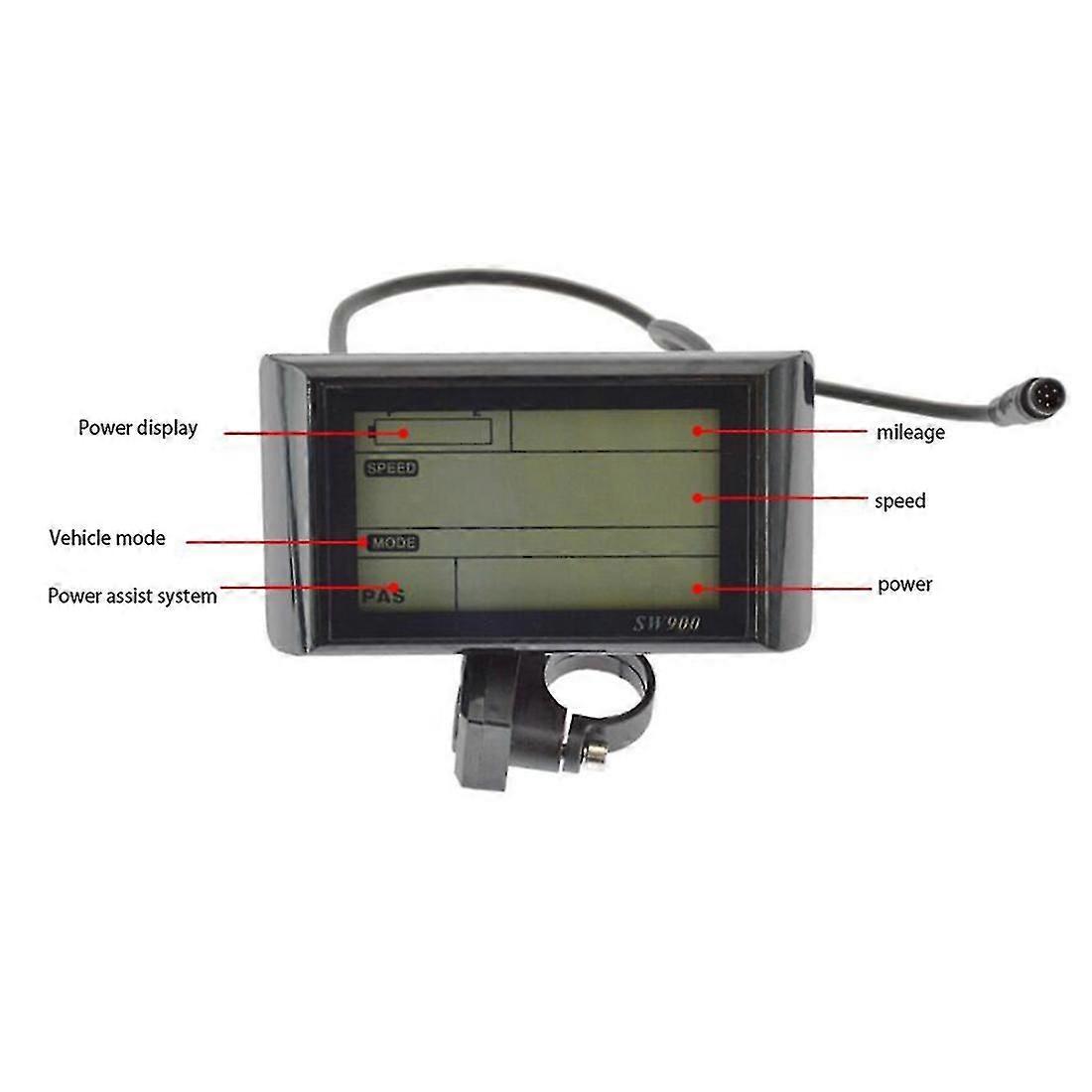 24V-48V SW900 Large Screen LCD Display Meter Controller for Electric Bicycle E-Bike Speed Control Display Bicycle
