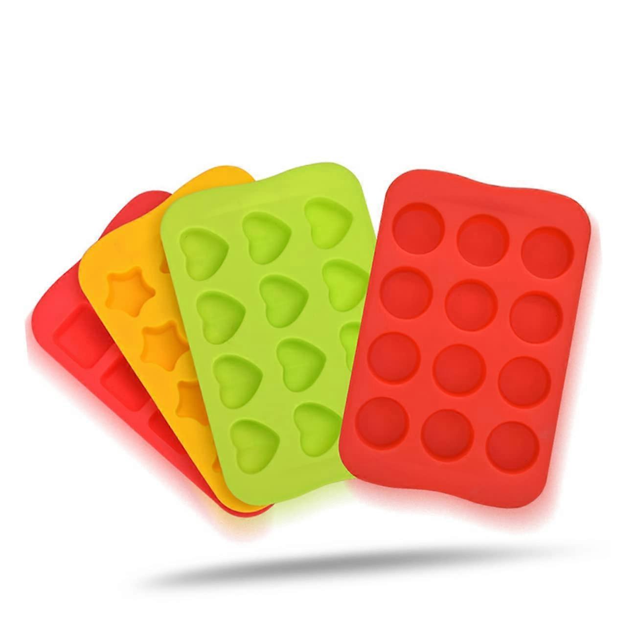 Round Silicone Ice Cube Tray with 12 Cavities for Ice, Chocolate Moulds and Kitchen Use Yellow