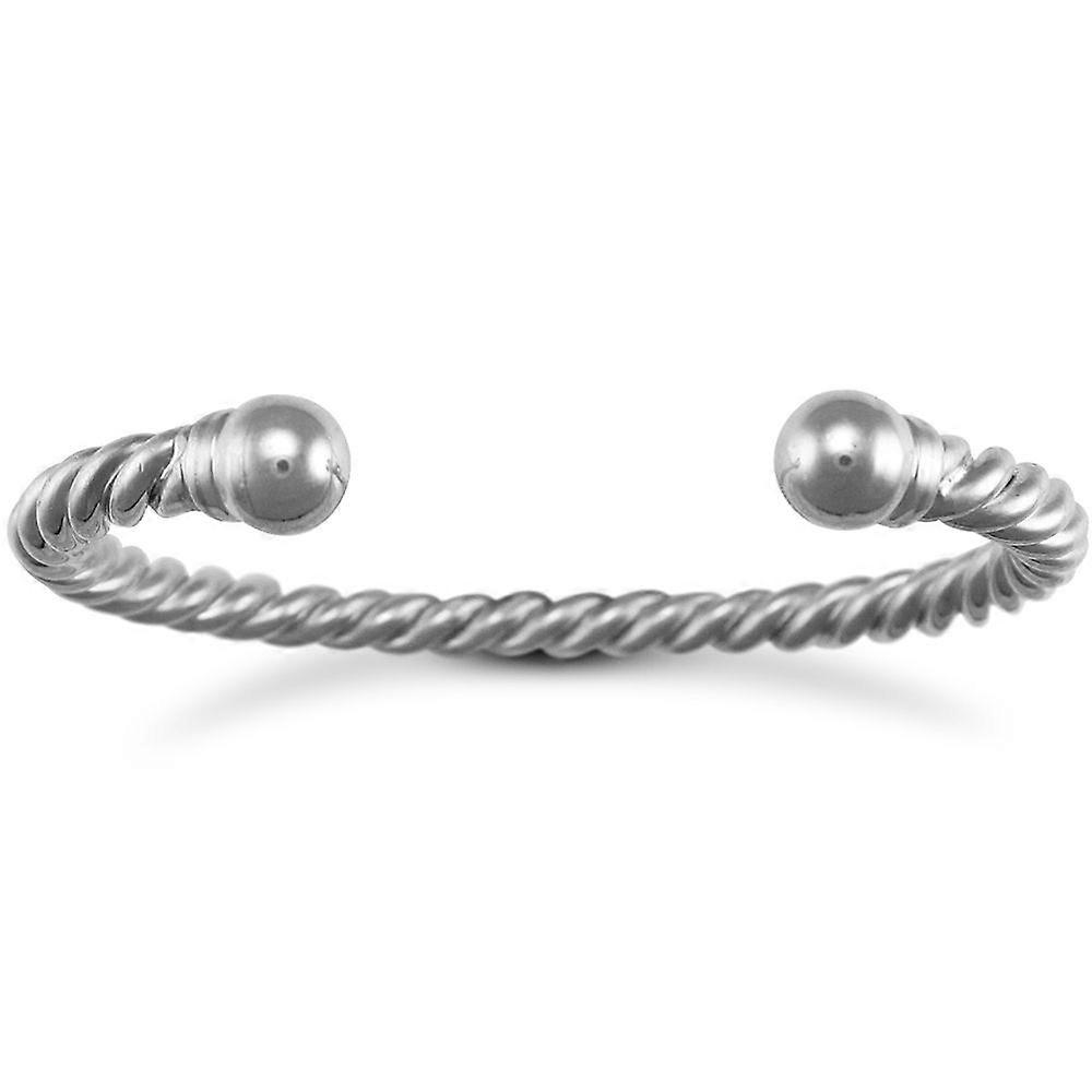 Jewelco London Silver twisted Torque Mens Bangle Bracelet 7mm