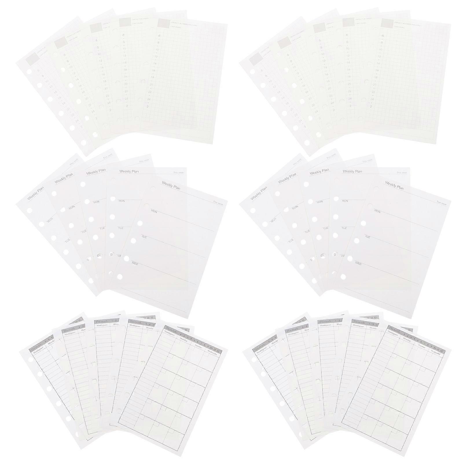 Daily Weekly Monthly Planner Refill for 6 Ring Binder 3 Books Paper Inserts