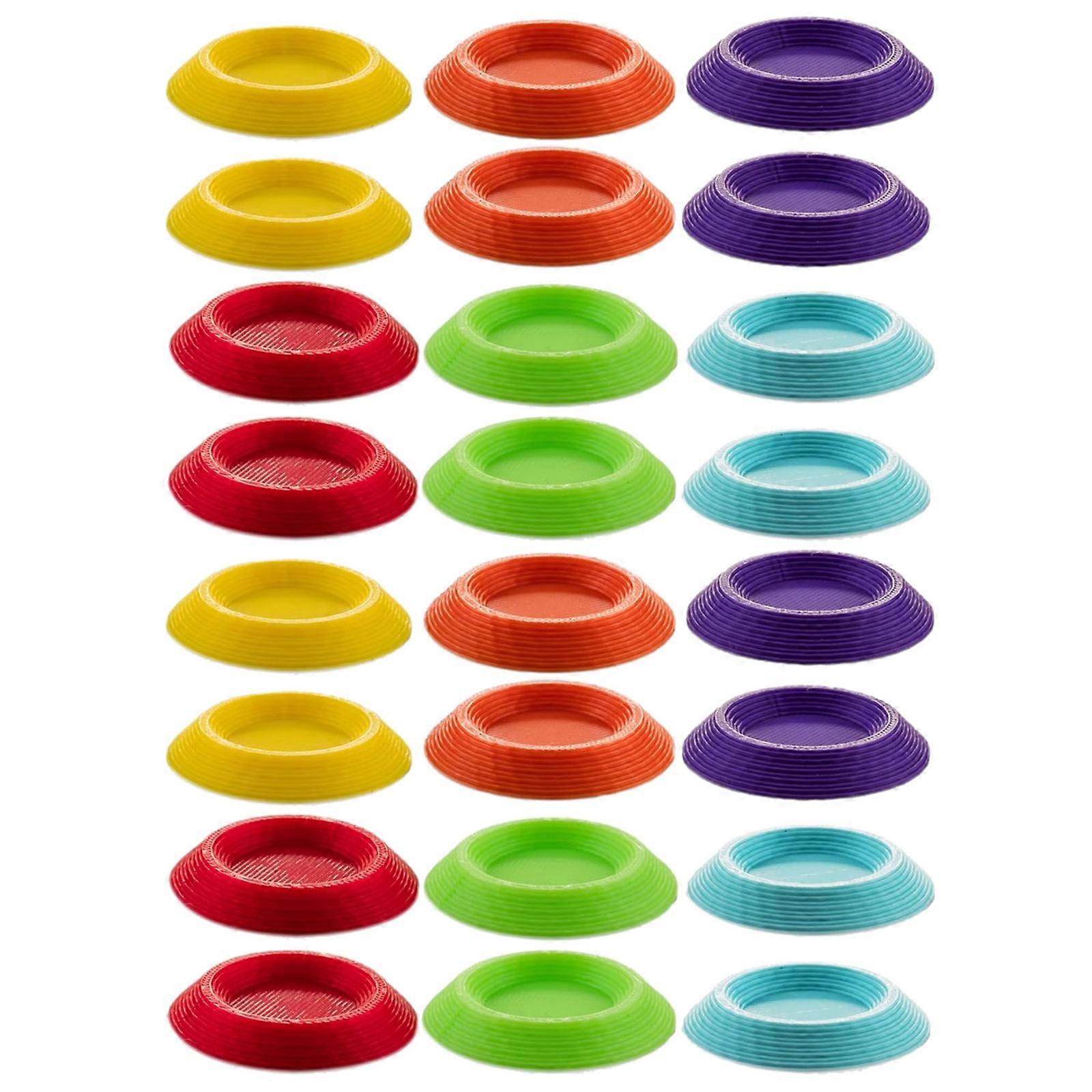 24 Part Insect Feeding Dish Set for Arthropods Not Slip Base Thin Plastic Substance Multicolor