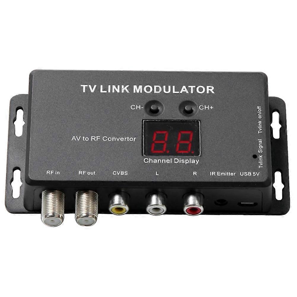 AV to RF Converter IR Extender UHF TV LINK Modulator with 21 Channel Display PAL/NTSC Optional