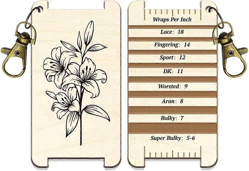 May Lily Spinning Control Tool Decorative Yarn WPI Guide Gauge with Clasp Wood Yarn Wrap Guide Board with Diz for Spinners Yarn Measuring Tools Croche