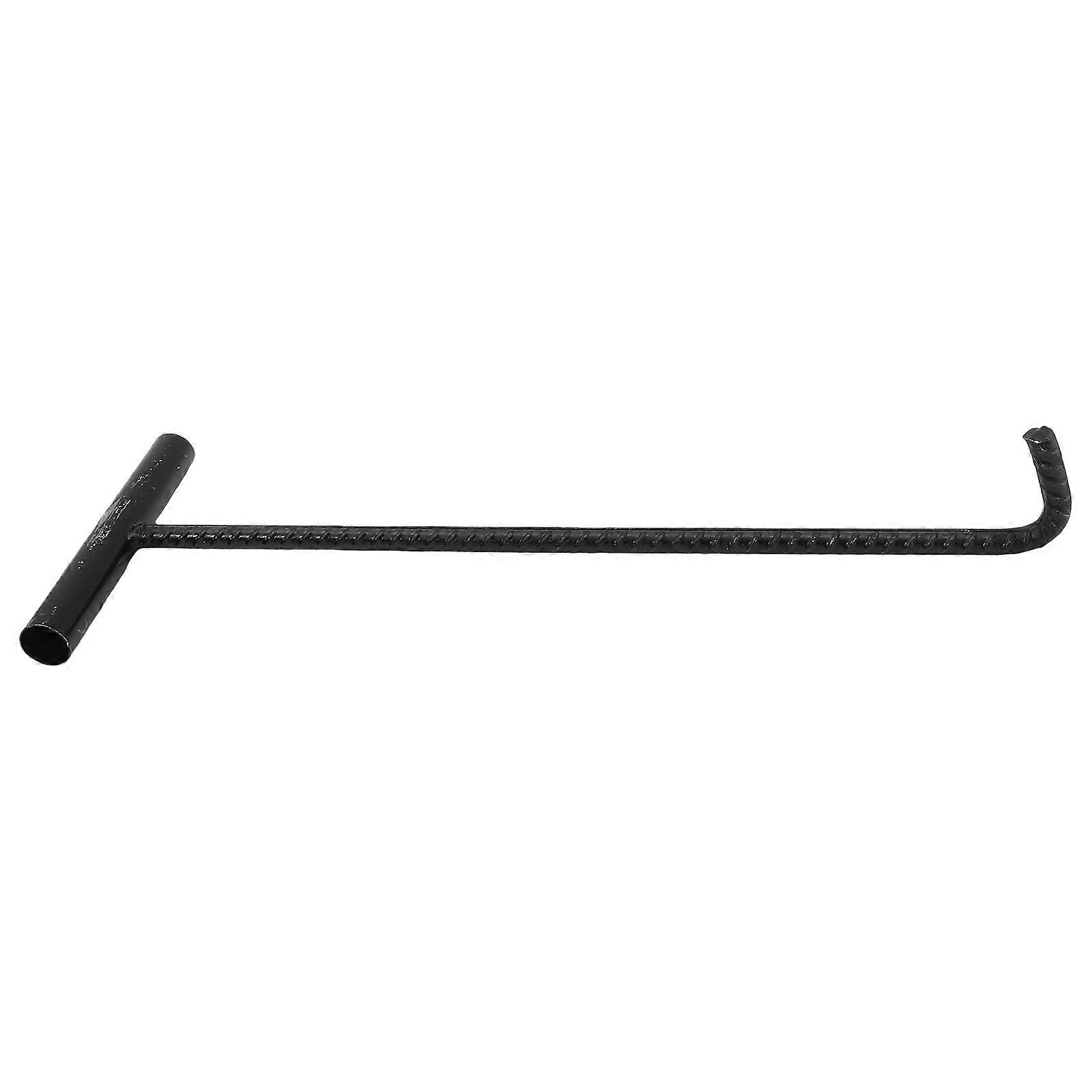 Metal Manhole Hook Puller T-Shaped Utility Tool For Moving Laborers Black 1Set