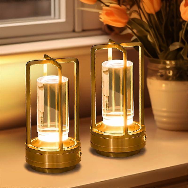 Crystal Table Lamp Rechargeable 2 Pack with Stepless Dimming, 3 Color Modes for Bedroom and Dining
