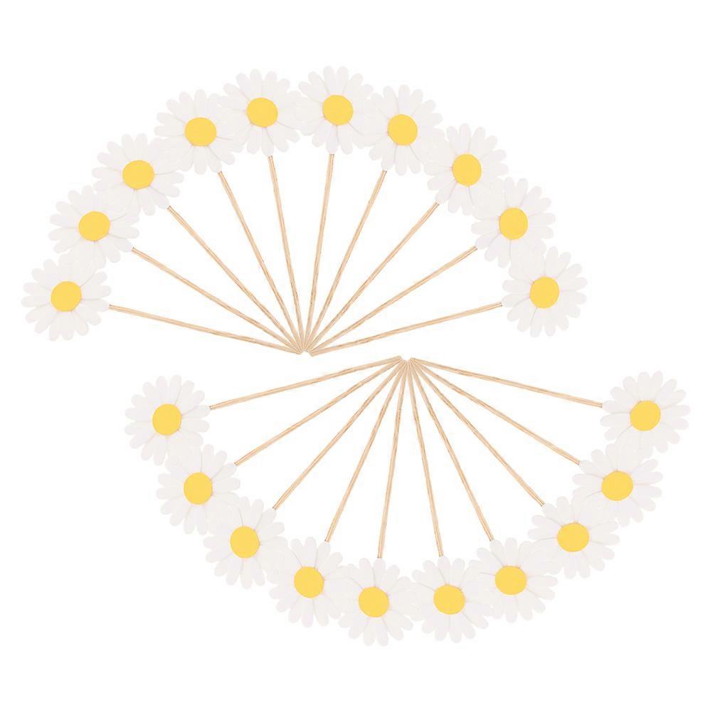 White Daisy Flower Cake Pick for Decor 36Pcs Cake Decoration Kit