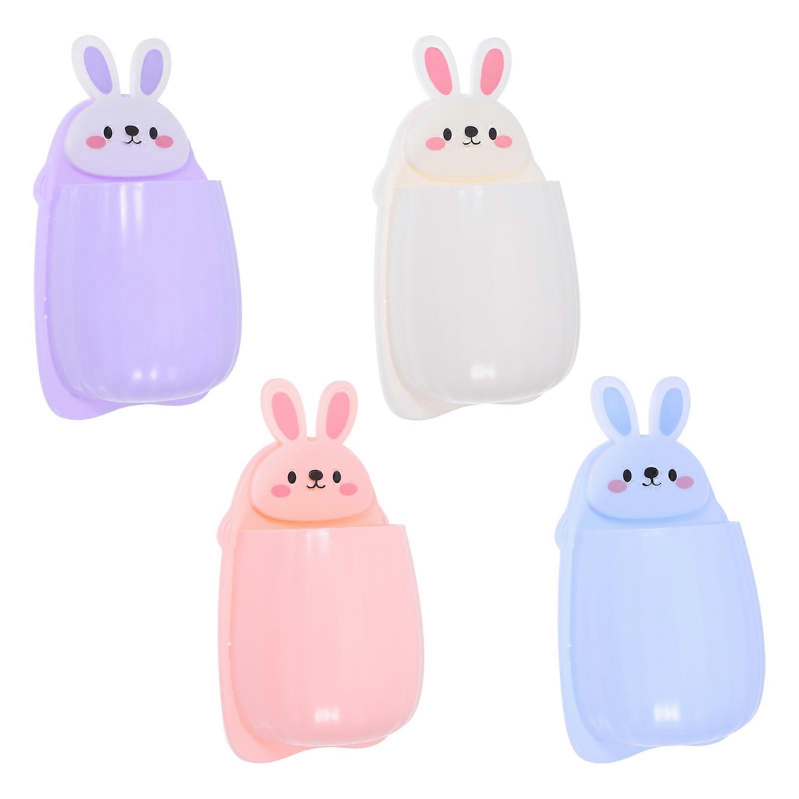 Wall Mounted Storage Shelf for Storage with Rabbit Design 4Pcs Organizer Bins