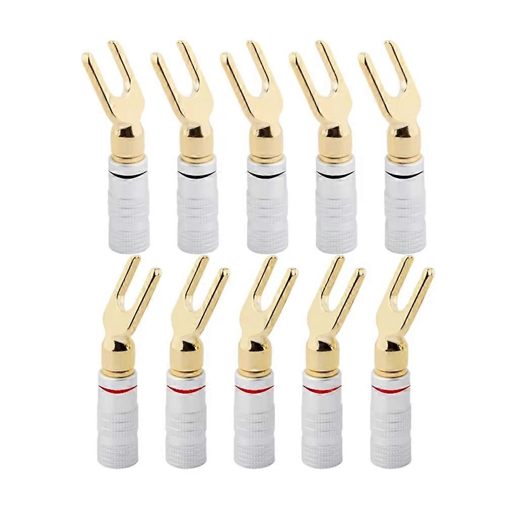 10Pcs Y/U Type Banana Plugs Speaker Audio Cable Wire Connector Screw Lock Fork Spade Plug Banana Connectors