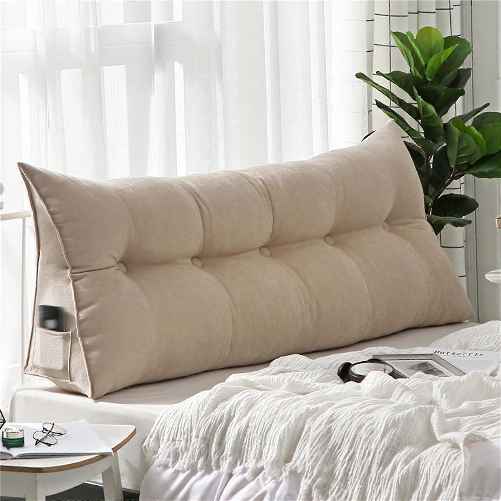 Reading Pillow for Bed and Sofa with Ergonomic Wedge Support and Side Pocket Brown 60x50x20cm