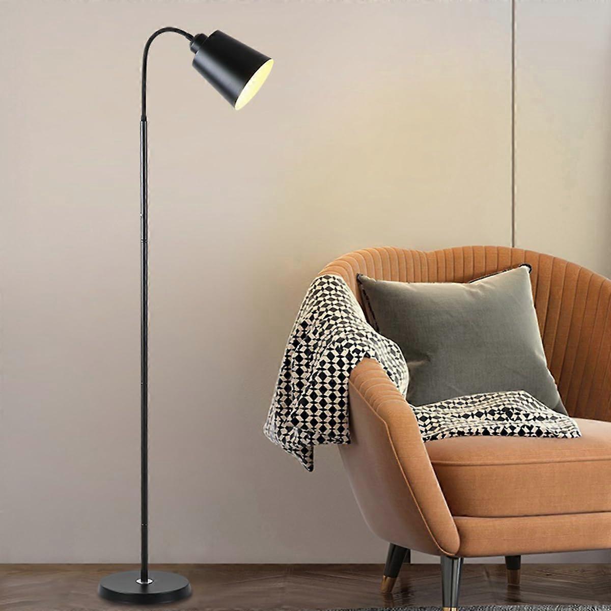Industrial Floor Lamp with 360° Adjustable Head, 3 Lighting Modes, Black Metal LED Tall Reading Light