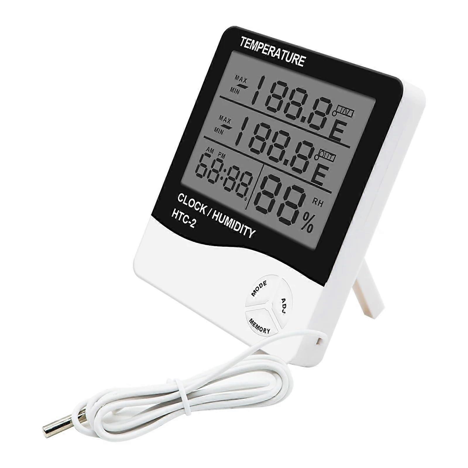 2 Indoor Outdoor Digital Thermometer Hygrometer with Dual Temperature Display and Clock