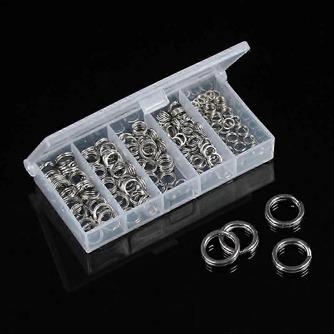 200Pcs Stainless Steel Fishing Split Rings Bait Lure Solid Loop Tackle Tool Kit