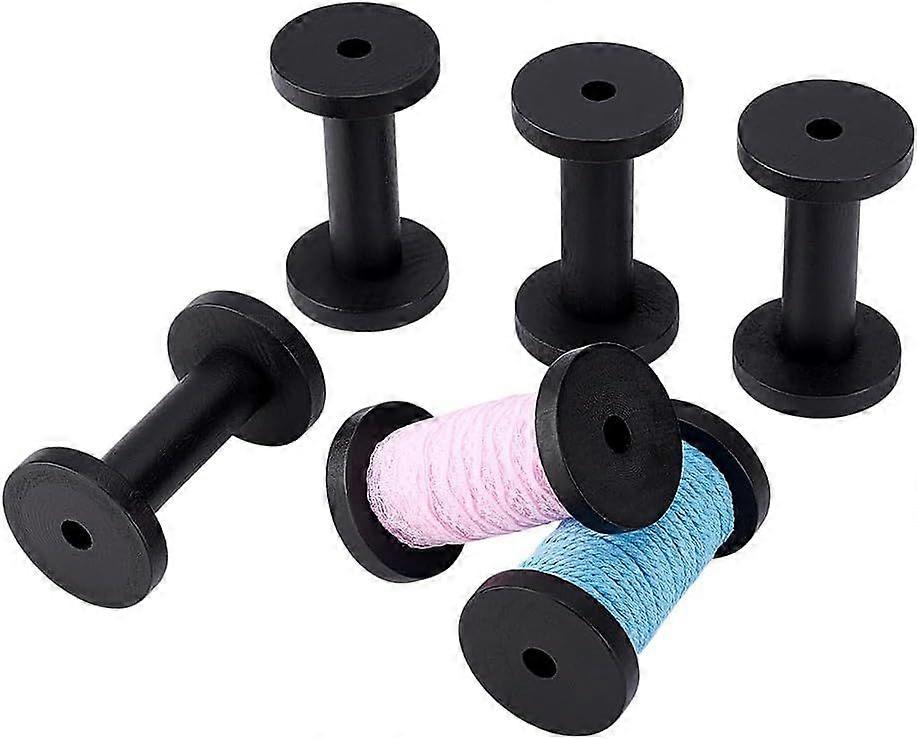 6pcs Empty Spools Wooden Bobbins Thread Organizer Floss Keeper Knitting Thread Holder Bobbin Winder for Sewing Machines Embroidery Project Crochet Nee