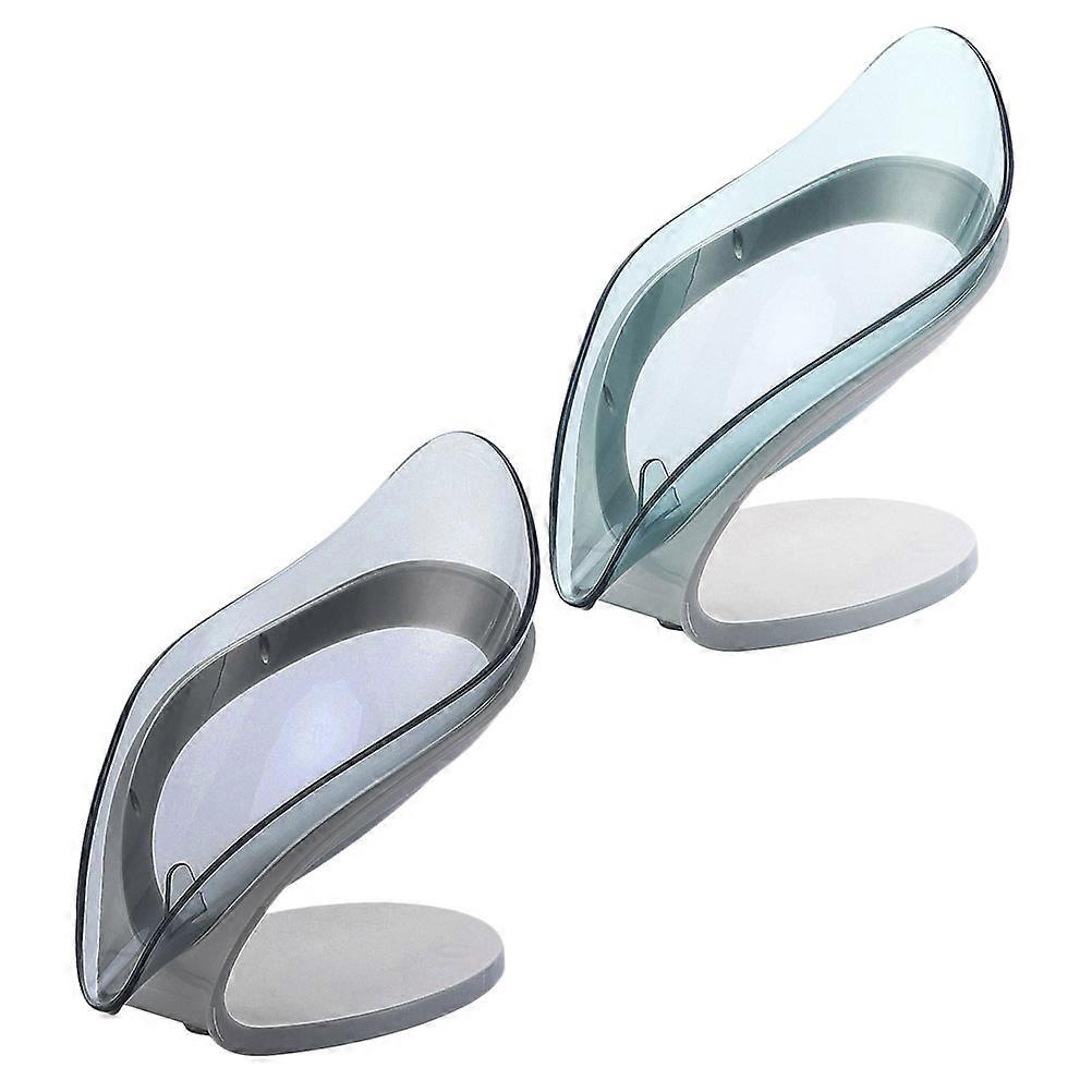 Storage Drain Soap Dish Clear Creative Leaf Shape Kitchen Accessories 2Pcs