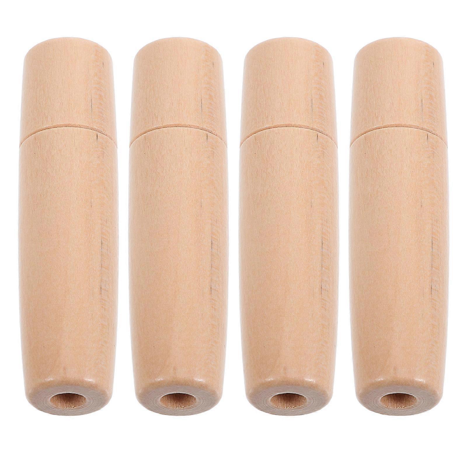 4Pcs Varnished Wood Handle Barbecue Grill Brush Handle Replacement for Cooking