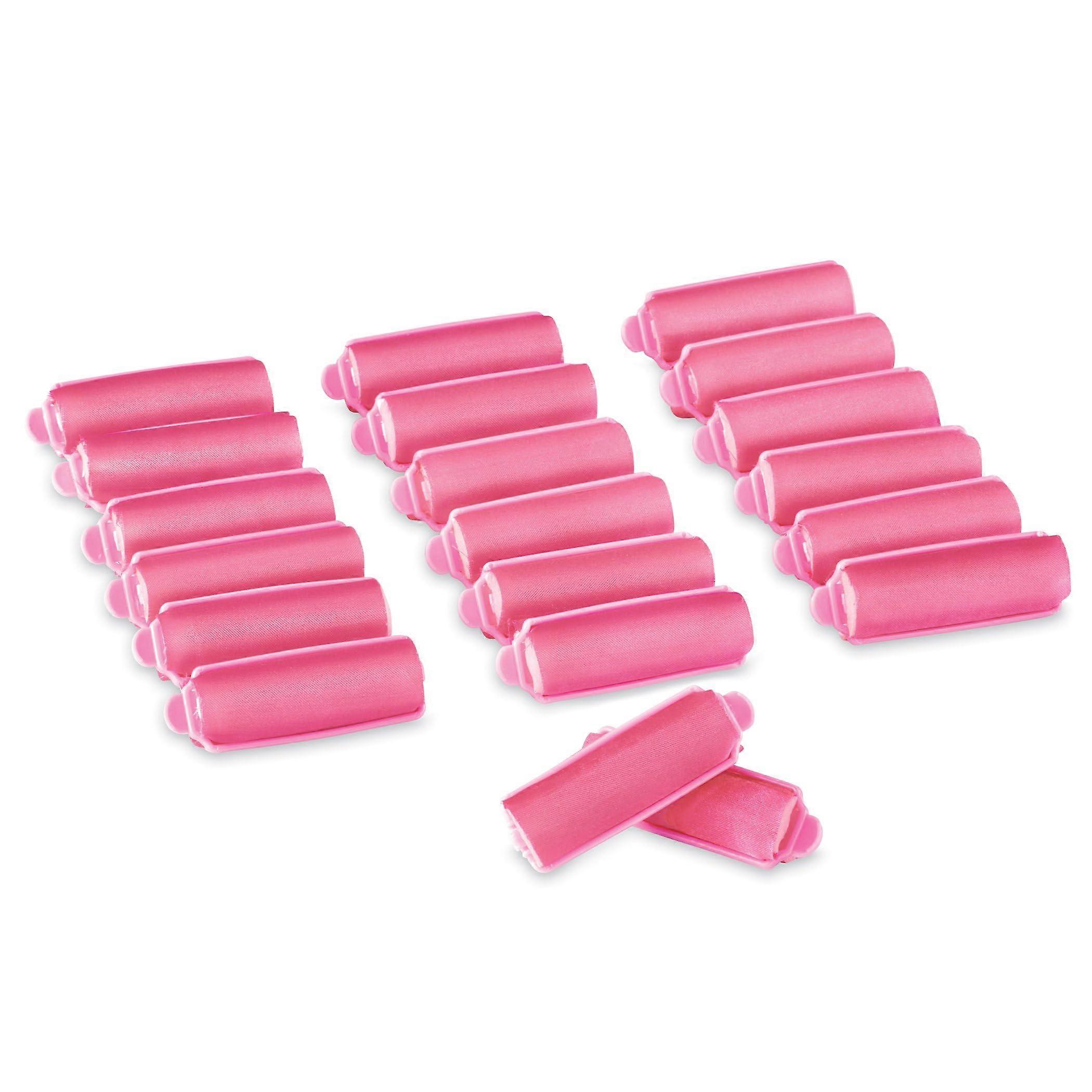 20Piece Satin Hair Rollers No Heat Overnight Curls Frizz Reducing Soft Pink Curlers