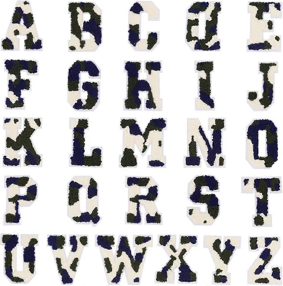 26 Pcs Chenille Letter Patches Letter with Cow Print Pattern Chenille A-Z Patch Iron on Sew on Towel Embroidery Letters Badge Patches for Clothing Rep