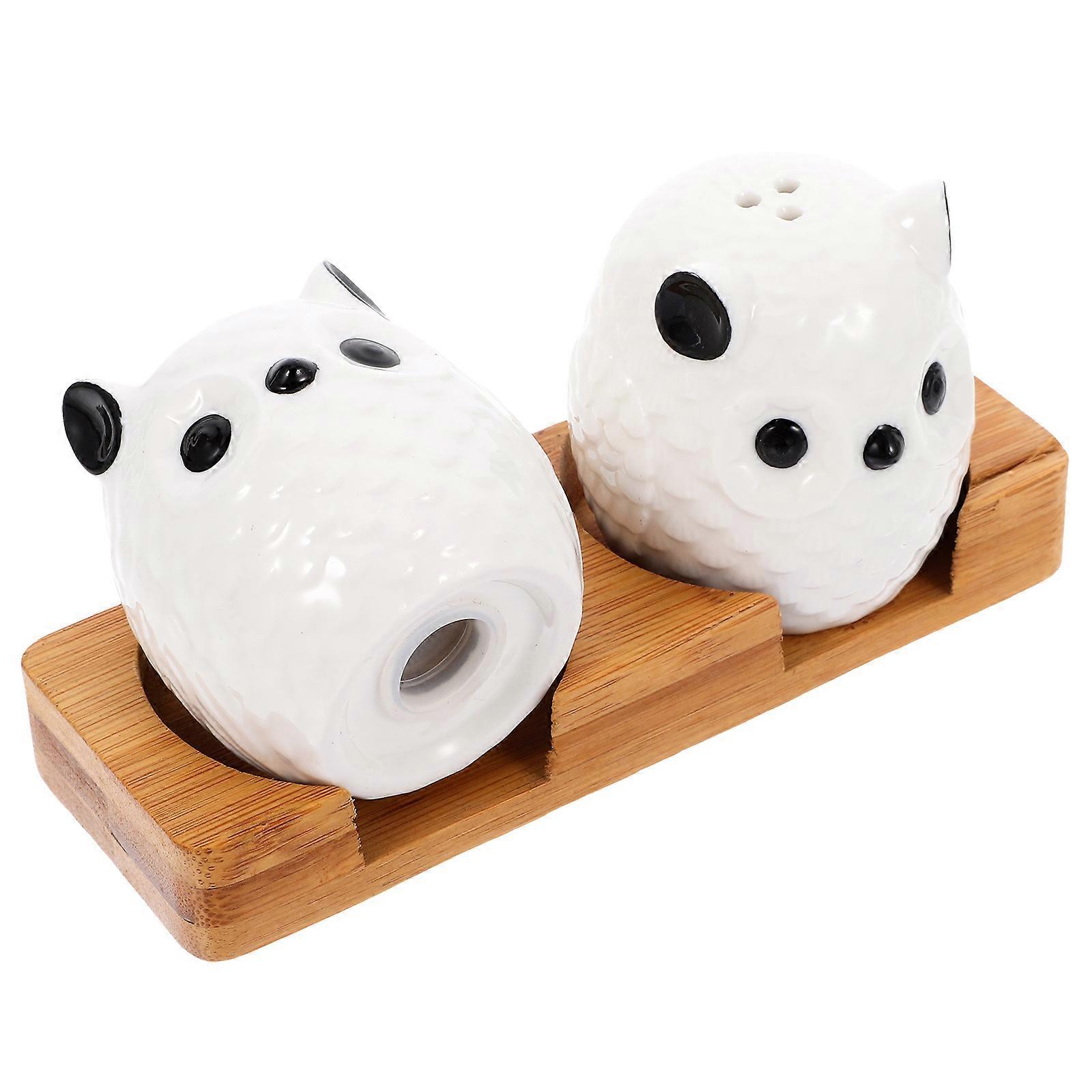 Ceramic and Pepper Shaker Set with Trays for Kitchen 2pcs