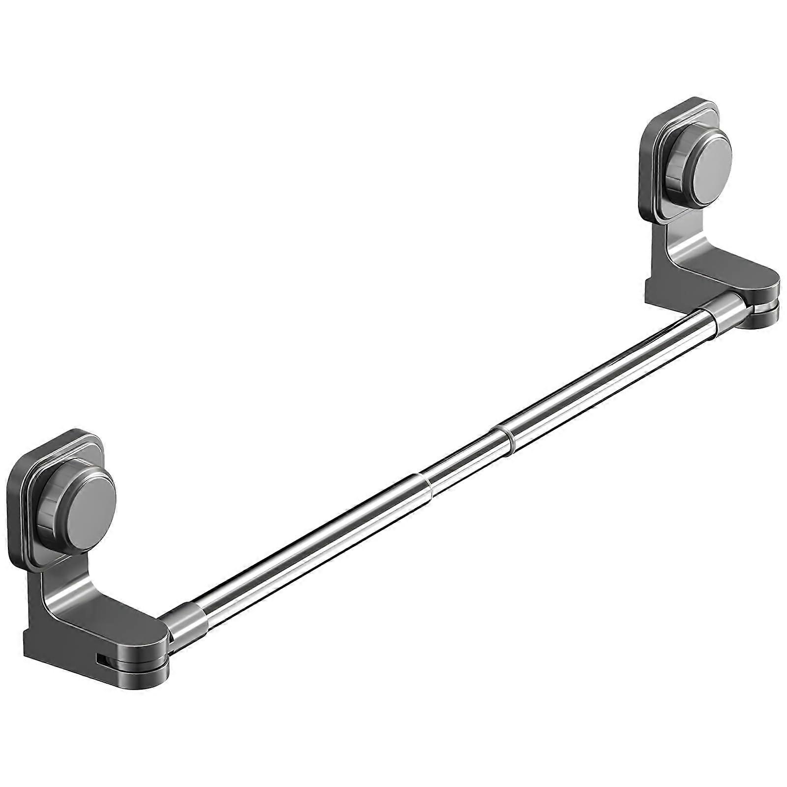 Suction Cup Towel Rack with Adjustable 12–24 in Telescopic Bar, Drill Wall Mounted Rotating Arm for Bathroom