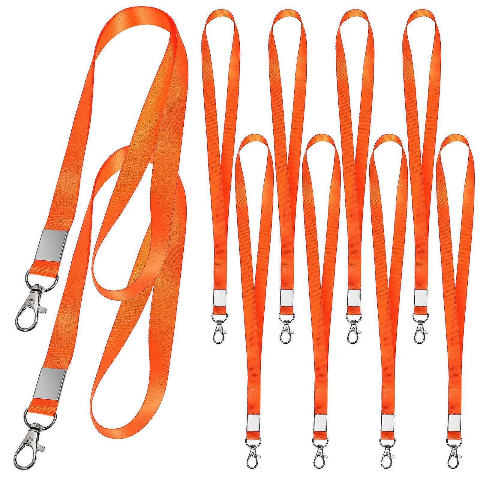 Orange Name Tag Lanyards for Daily Use 10Pcs Rope Lanyards with Clips