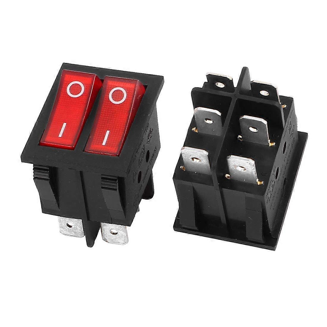 SPST Rocker Switch 2 Pack Dual SnapIn Mounting I/O 2Position Red Light 16A 250VAC 2441d0d11a7ddbb1c3971f245c807c0f