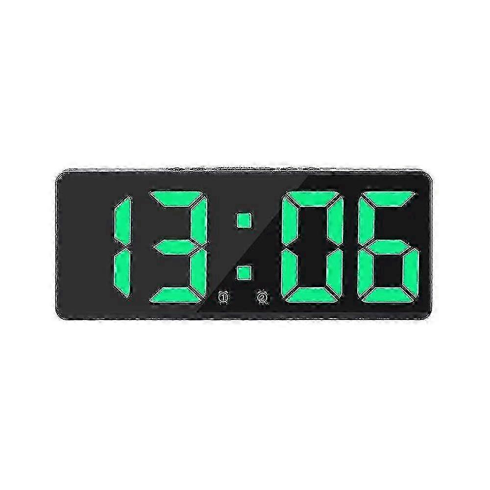 Smart Large Digital Wall Clock, Compatible with App Control Time/Date/Sound, Stepless Brightness, Volume Alarm, Green