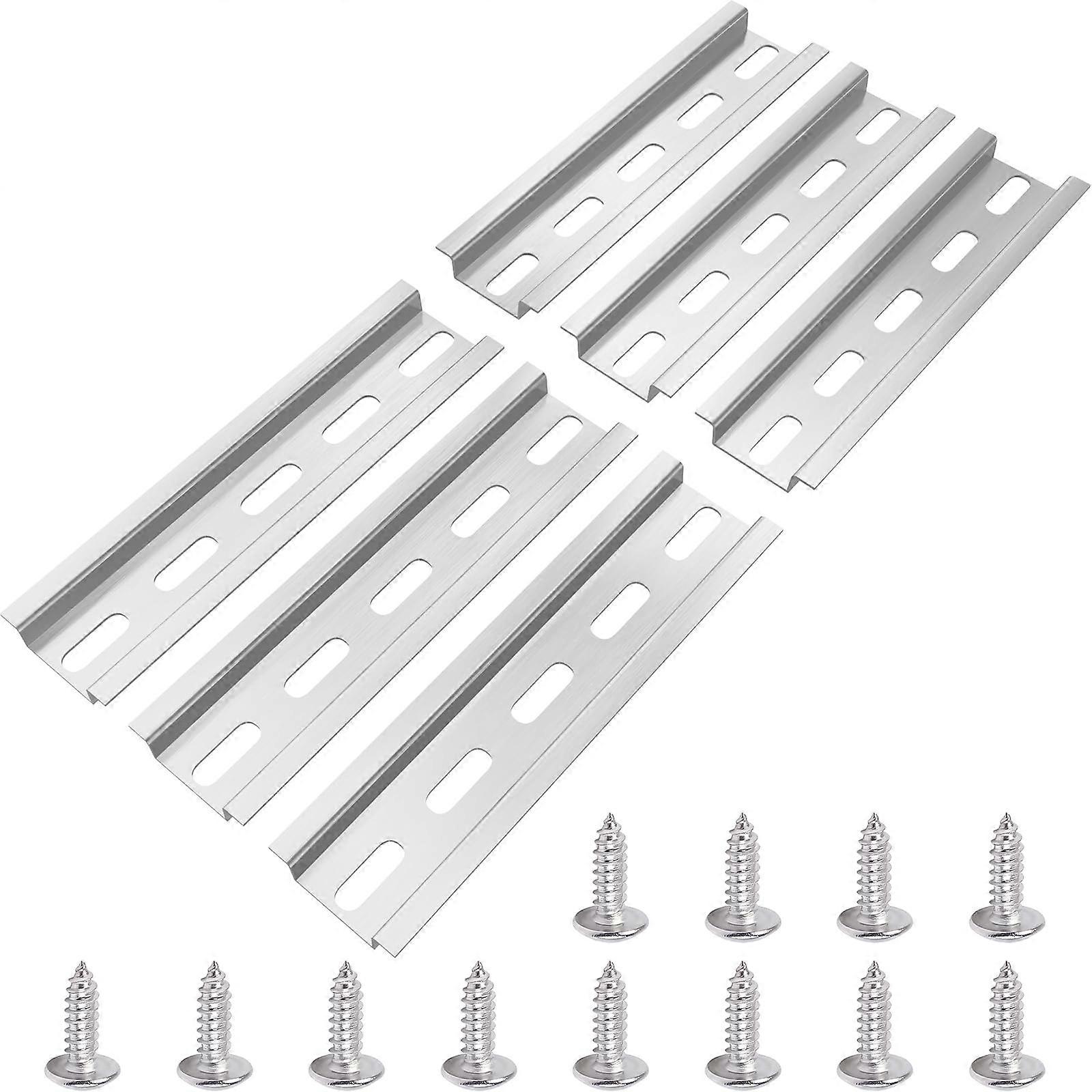 6pcs 35mm Aluminum DIN Rail 4 Inch Silver Tone for Electrical Components Mounting