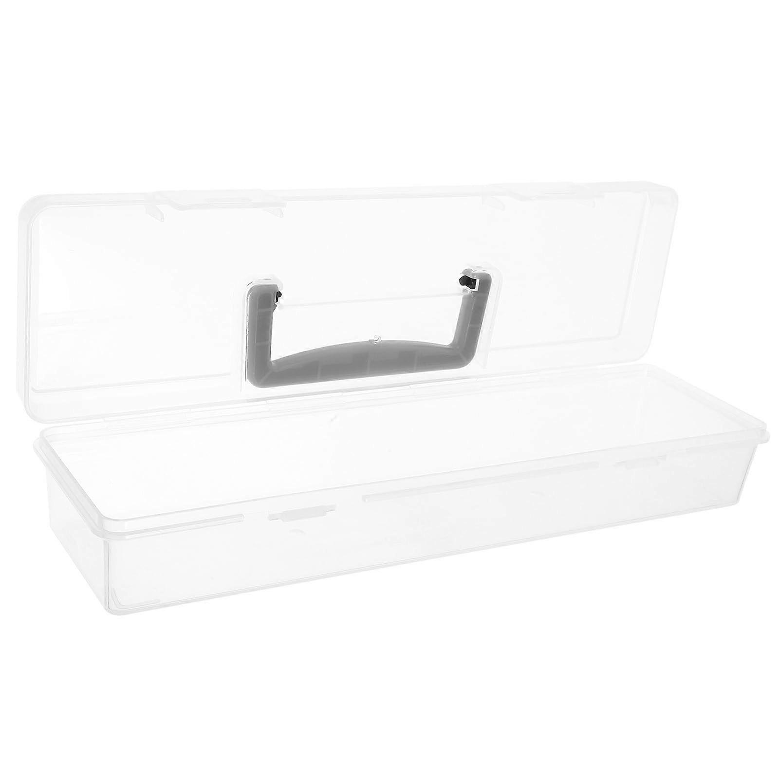 Tool Storage Box with Clear Lid and Compartments for Small Parts, Durable Plastic Organizer 33.5x9.7x6 cm