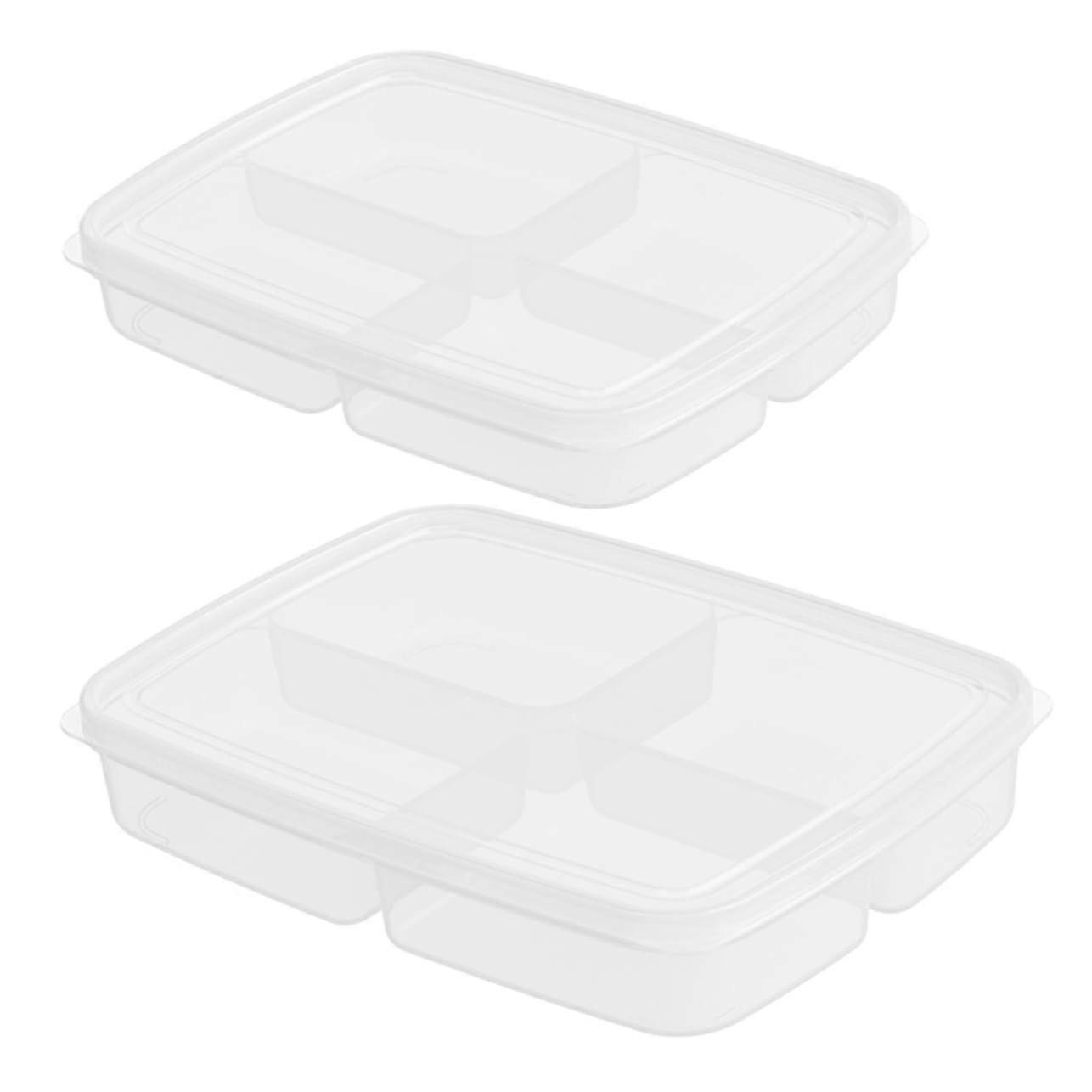 2Pcs Fridge Organizer Bins with Lids, Stackable Food Storage Containers for Pantry and Freezer