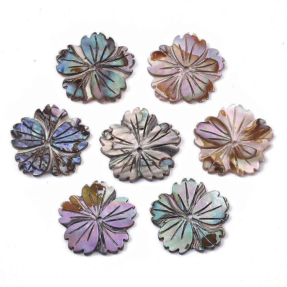 Natural Paua Shell/Abalone Shell Beads Flower 16x16.5x1.5mm Hole: 1mm