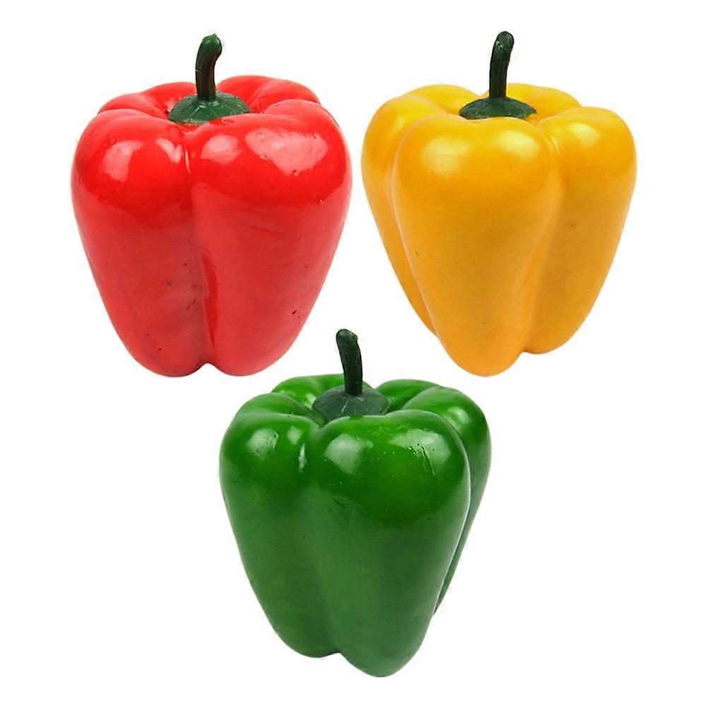 Assorted Color Green Pepper Artificial Vegetable for Decor 3Pcs Pieces