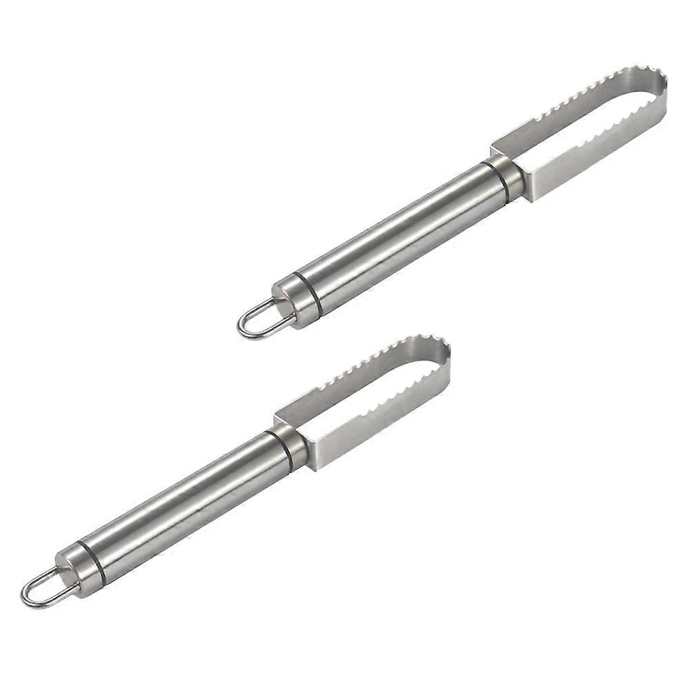 Fish Scaling Tool Silver Ergonomic Handle Seafood Cleaning Tools For Home Users 2Pcs