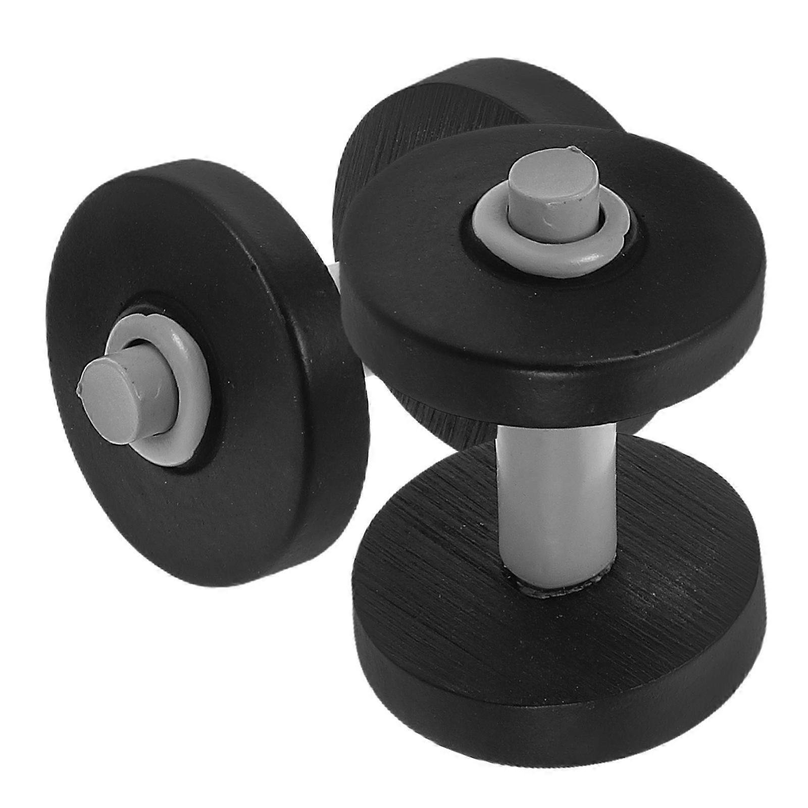 Black Miniature Dumbbell Model for Decor 2Pcs Dollhouse Prop