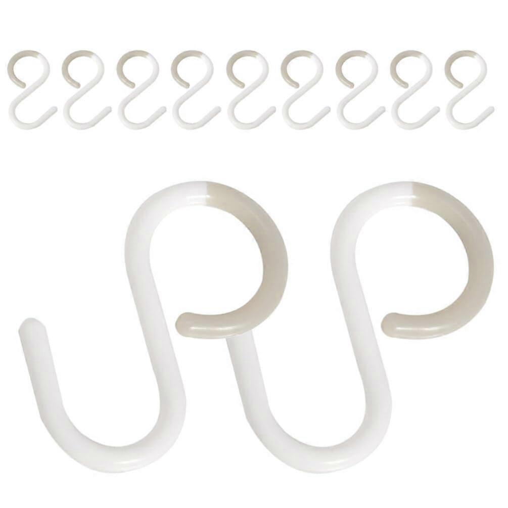 12pcs Plastic Clothes Hangers with Hooks, White S Hooks for SpaceSaving Wardrobe Organization