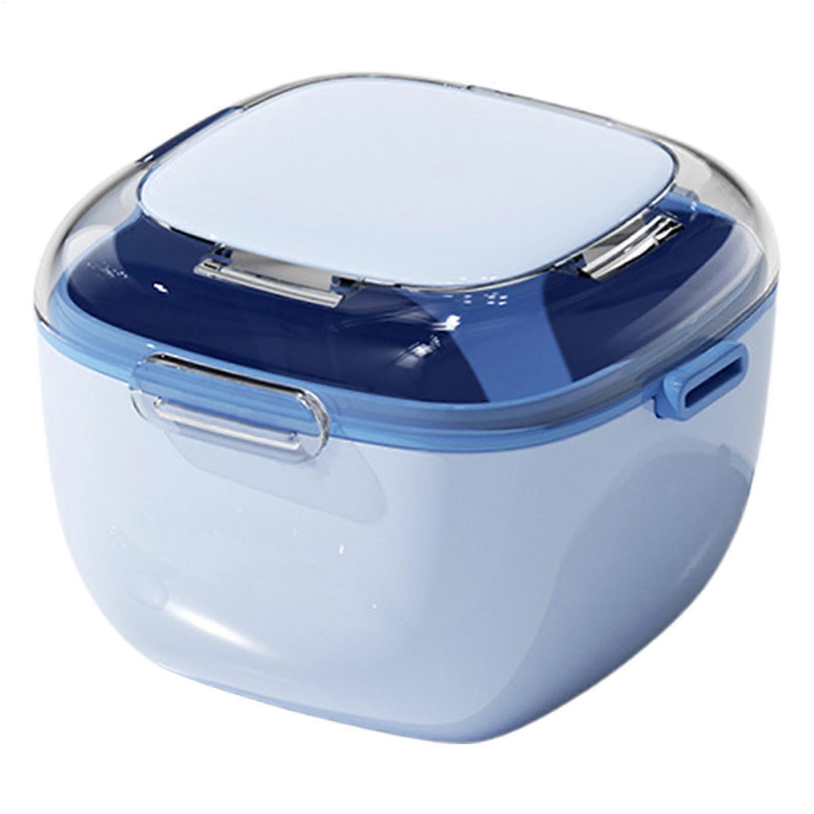 Mouth Guard Case Denture Soaking Cup LeakProof ABS PP Retainer Box with Secure Lid Light Blue