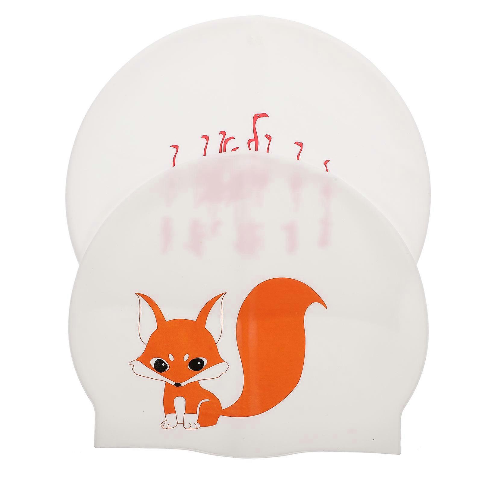 Simple Swimming Cap Cartoon Silicone Comfortable Use Environmental Friendly 2Pcs
