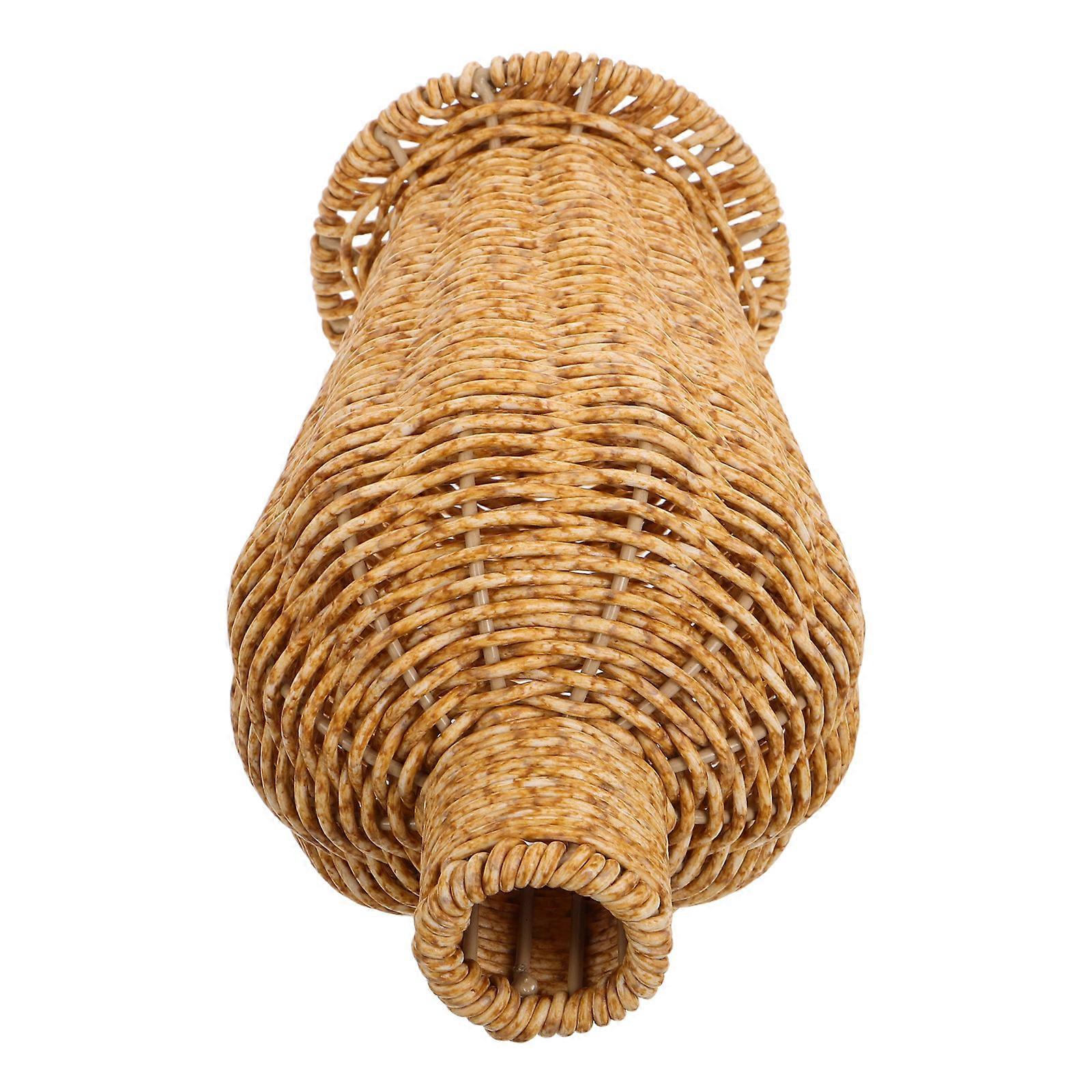 Rustic Flower Basket Vase Plastic Wicker Imitation Rattan Decorative 2Pcs