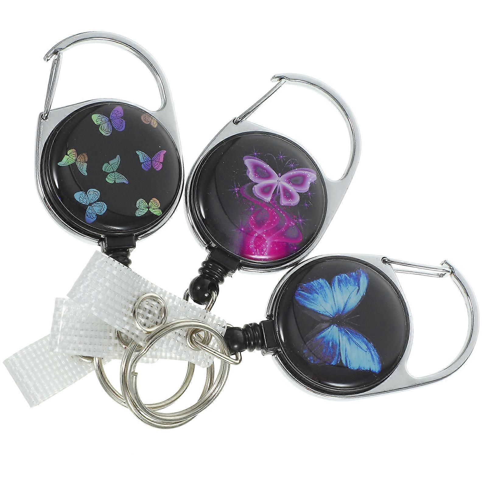 Butterflies-Pattern Cards Clips for Practical Use 3Pcs Portable Badge Holders