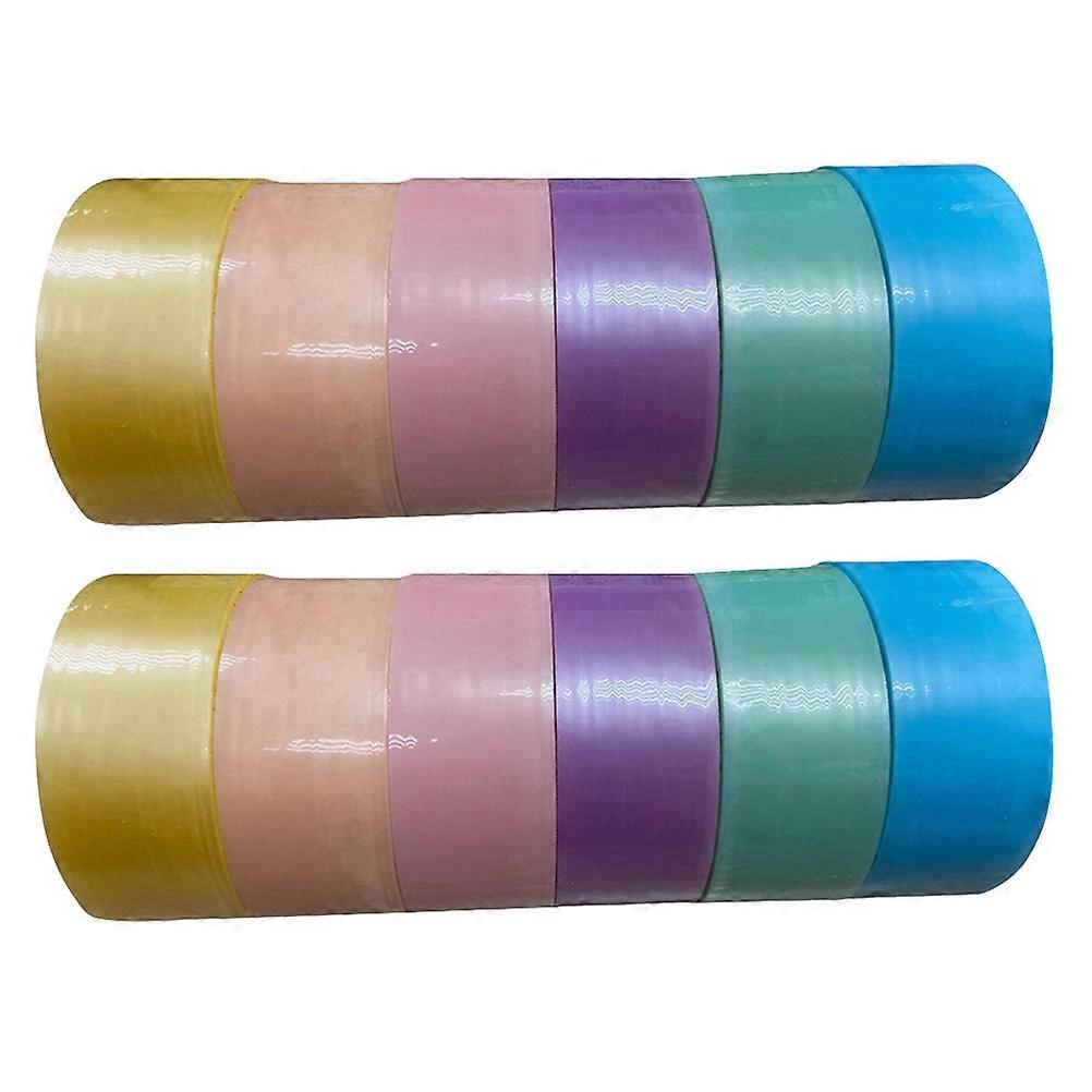 12 Rolls Multi Colored Adhesive Tapes for DIY Use Creative Sticky Ball Tapes Plastic